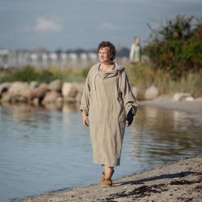 Badeponcho Skagen til voksne - Sandfarvet